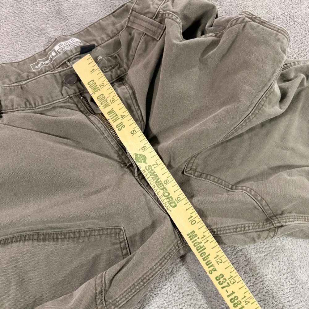 Carhartt Work Pants Mens 33x34 Brown Rugged Flex Relaxed Fit Double Front 102802